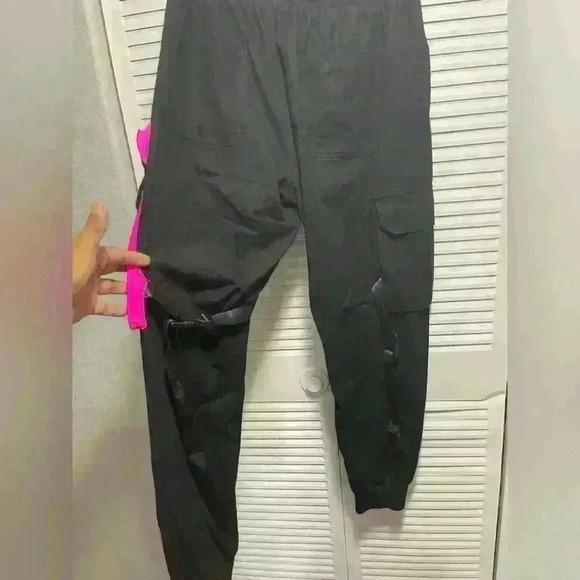 Fashion Nova Men's Black and Pink Joggers-Tracksuits Size L - Picture 2 of 8